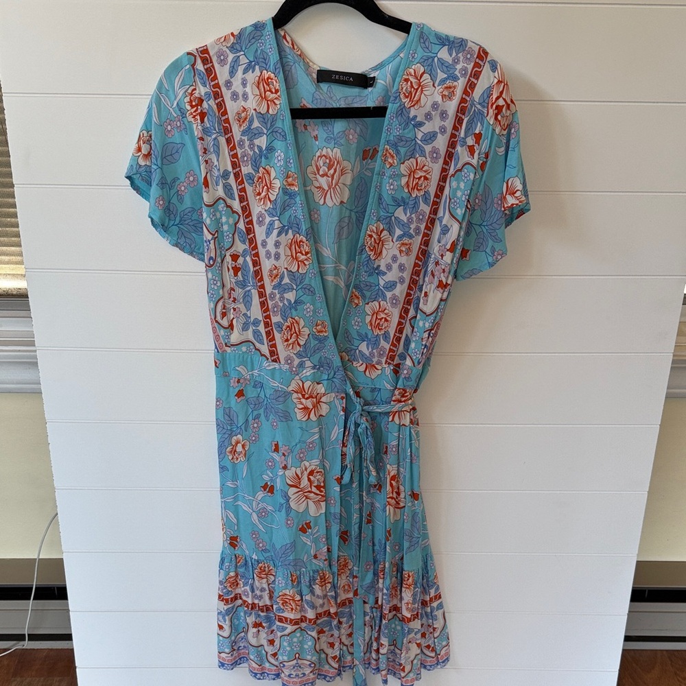 Floral Midi Dress in Blue by [Brand]
